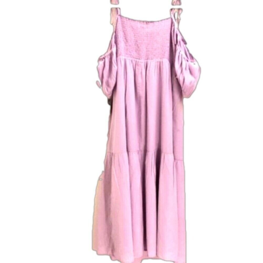 Universal Thread Maxi Dress Cold Shoulder Tie Strap Tiered Lavender S